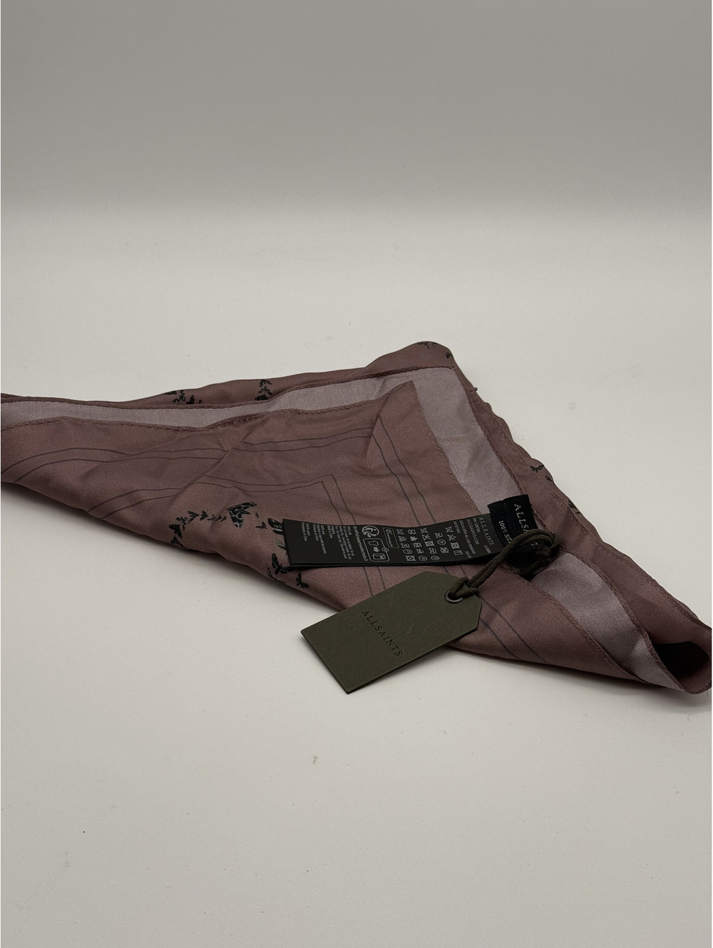 AllSaints Pink Silk Scarf with Butterfly Print